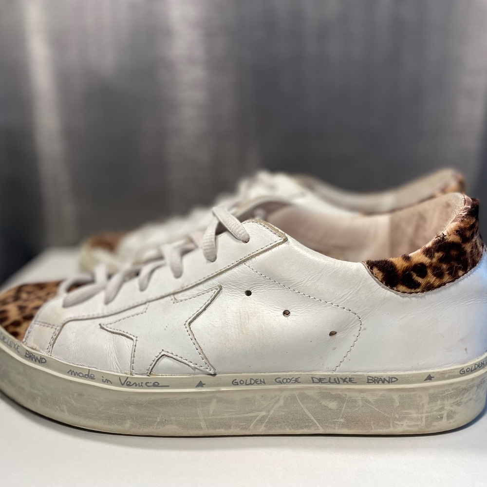Authentic Golden Goose Leopard Platform Sneakers Size 8